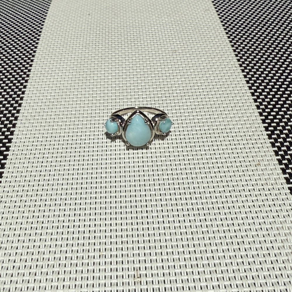 Elegant Larimar and Sterling Silver Gemstone Ring